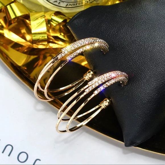 My Added Sparkle Jewelry - Gold Multilayered Crystal Hoop Earrings